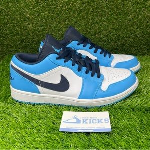Size 10.5 - Jordan 1 Low UNC (2021) White Dark Powder Blue Obsidian 553558-144